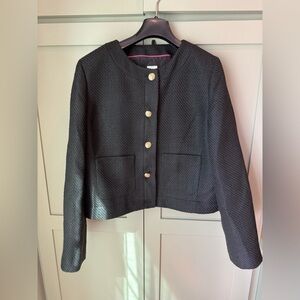 EUC J. Crew Black Textured Lady Jacket/Blazer SZ 14; Worn 2x now too big